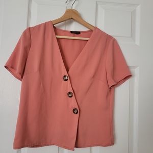 DYNAMITE Blush button down half sleeve blouse (Size: XS)